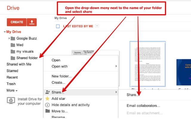 How to share a folder on Google Drive