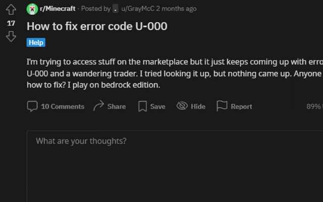 How to fix Minecraft error code U-000