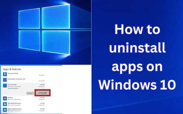 uninstall apps on Windows 10
