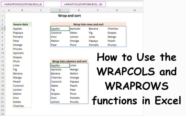 WRAPCOLS and WRAPROWS
