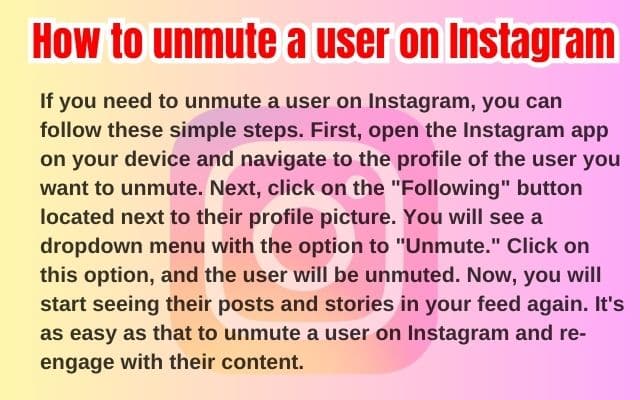Unmute Someone on Instagram